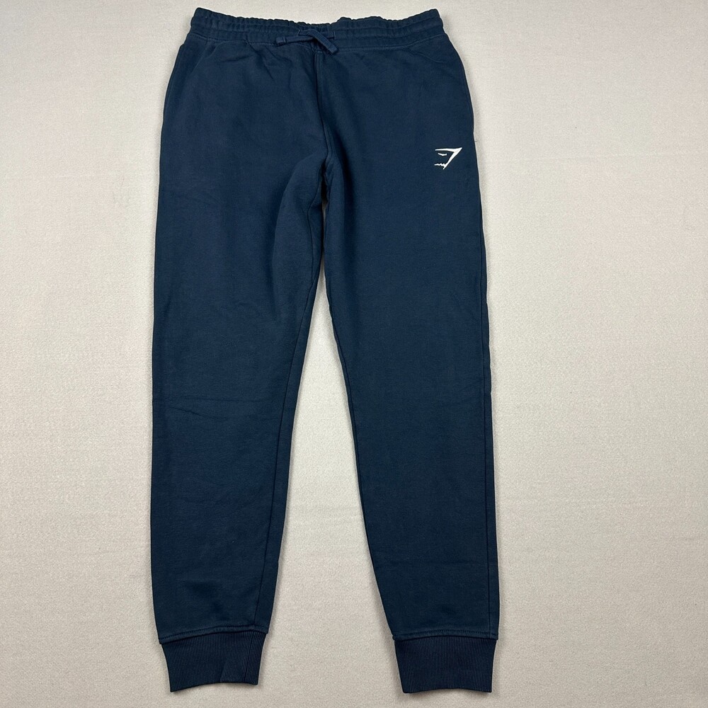 Gymshark Pants Men Medium Blue Solid Crest Jogger Tapered Sweatpants Athleisure